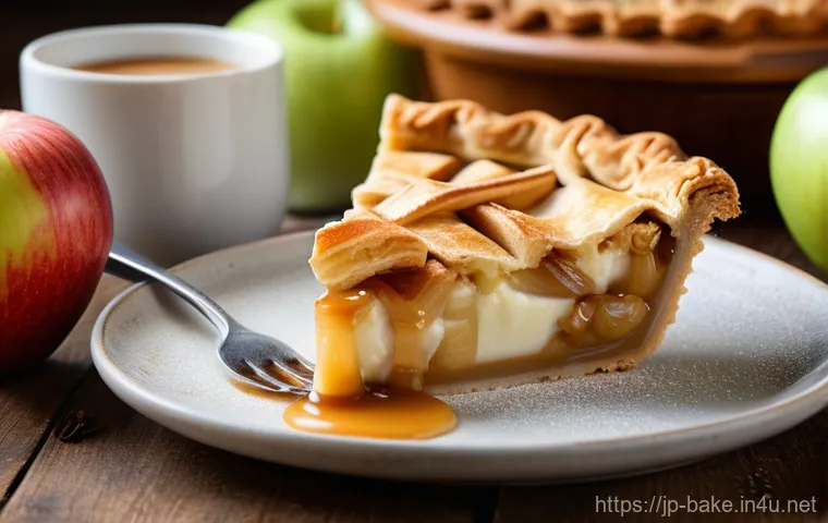 디저트용 제과 추천 - Prompt 1: Cozy Cafe Indulgence: Warm Apple Pie with Vanilla Gelato**