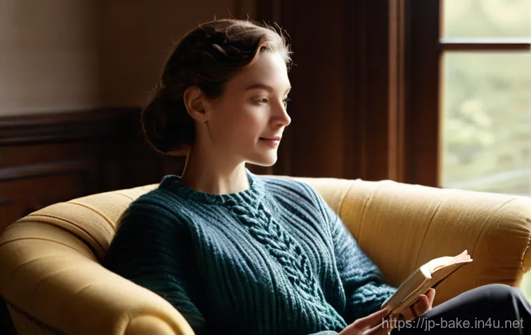 유기농 제과 브랜드 - **Prompt:** A cozy, sunlit afternoon scene indoors. A woman in her late 20s, with a serene expressio...