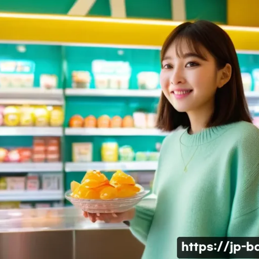 제로 칼로리 제과 제품 - **Prompt:** A vibrant, eye-level photographic shot inside a well-lit, modern Japanese convenience st...